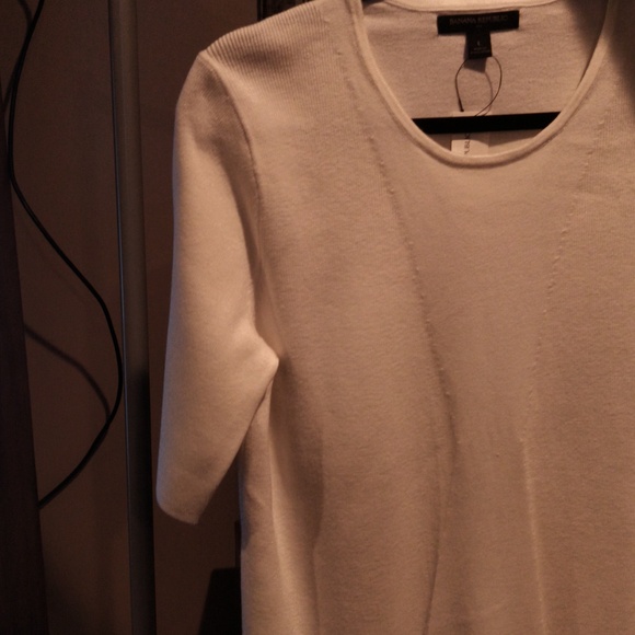 FINAL PRICE NWT Banana Republic White Short Sleeve Top Size Large - Picture 5 of 10